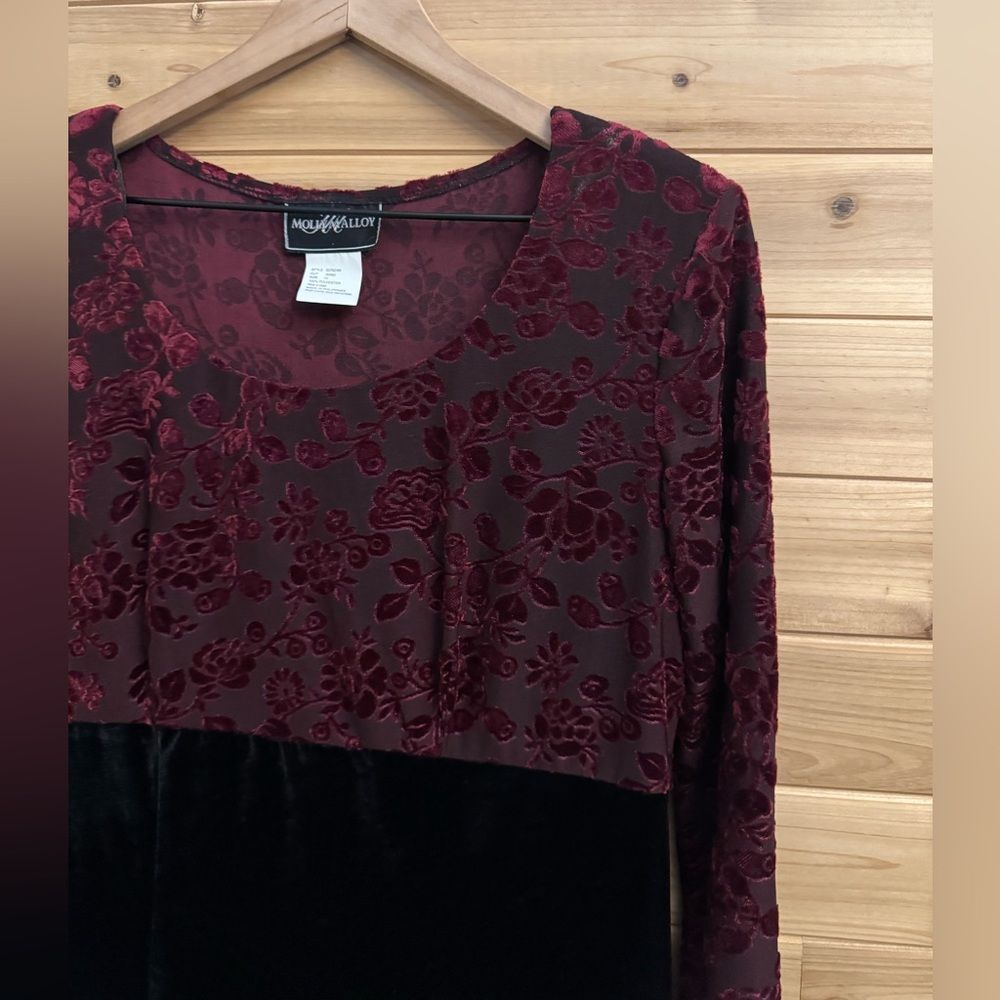 Vintage Molly Malloy Medium Floral Burnout Velvet Long Sleeve Whimsigoth Dress - Picture 5 of 12